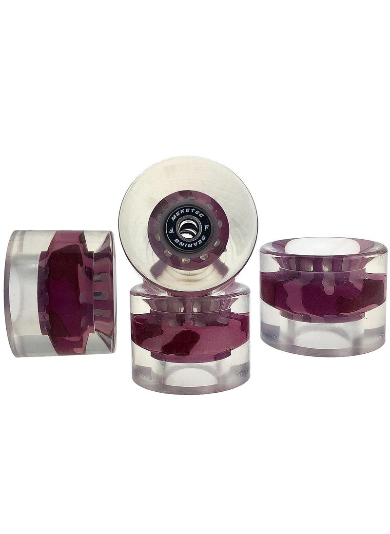 Generic - 60x45MM 78A Skateboard Wheels With Bearings 4PCS With T-Tool, Camouflage Pink - Image 1
