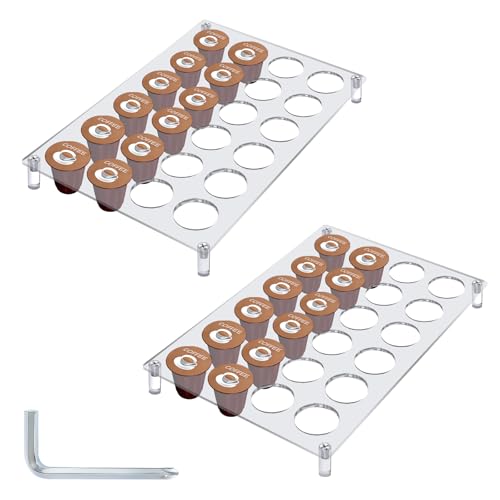ACOSIY 2 PCS 24 Slots Coffee Pods Holder for Countertop Acrylic Coffee Pod Holders for Cafe Drawer or Countertop Flat Clear Acrylic Drawer Organizer Tray for Office and Kitchen - Image 1