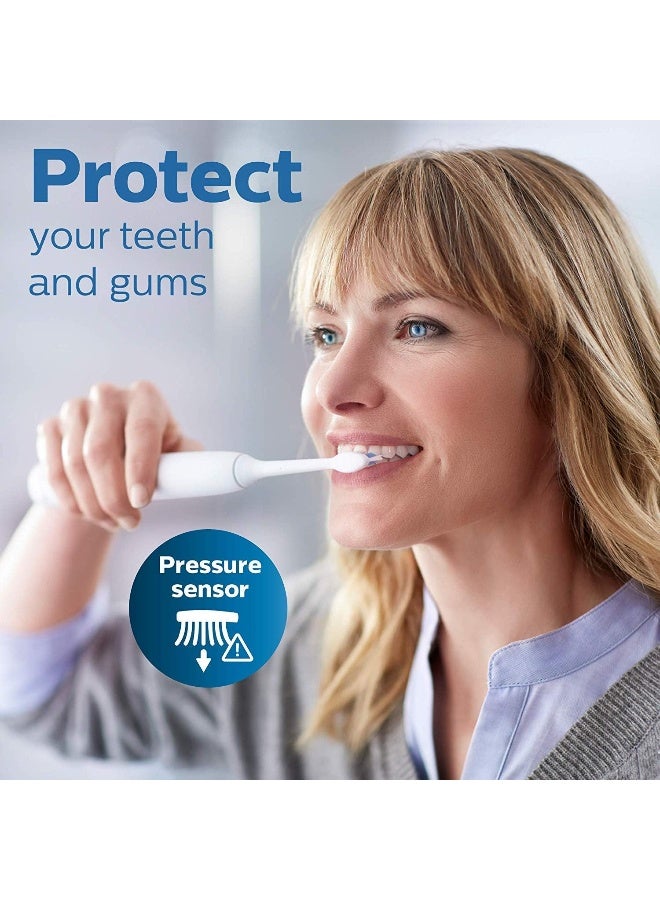 PHILIPS SONICARE فرشاة أسنان كهربائية قابلة لإعادة الشحن من فيليبس سونيكير بروتيكتيف كلين 6500 مع مستشعر ضغط 3 أوضاع تنظيف سمارتايمر وكواد بايسر 14 يوم من عمر البطارية حقيبة سفر للشحن باللون الأزرق البحري HX646207 - Image 5