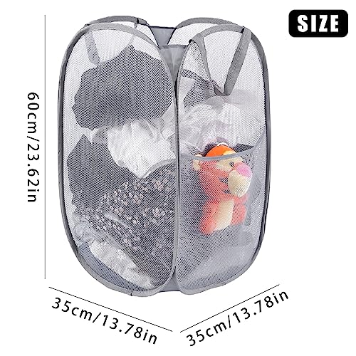 Kimmama Large Collapsible Mesh Laundry BasketFoldable Pop Up Laundry Hamper with Side PocketRemovable Clothes Storage Bin with Handle for Laundry RoomCollege DromBathroomKid RoomTravel72L - Image 3
