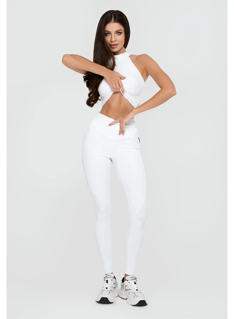 Bona Fide Leggings Ribbed White Bona Fide Premium Snow White High-Waisted Leggings for Women - Tummy Control Sculpting Gym Tights - Professional Squat-Proof Workout Yoga Pants - Breathable Performance Activewear - White for Women | Best Price UAE