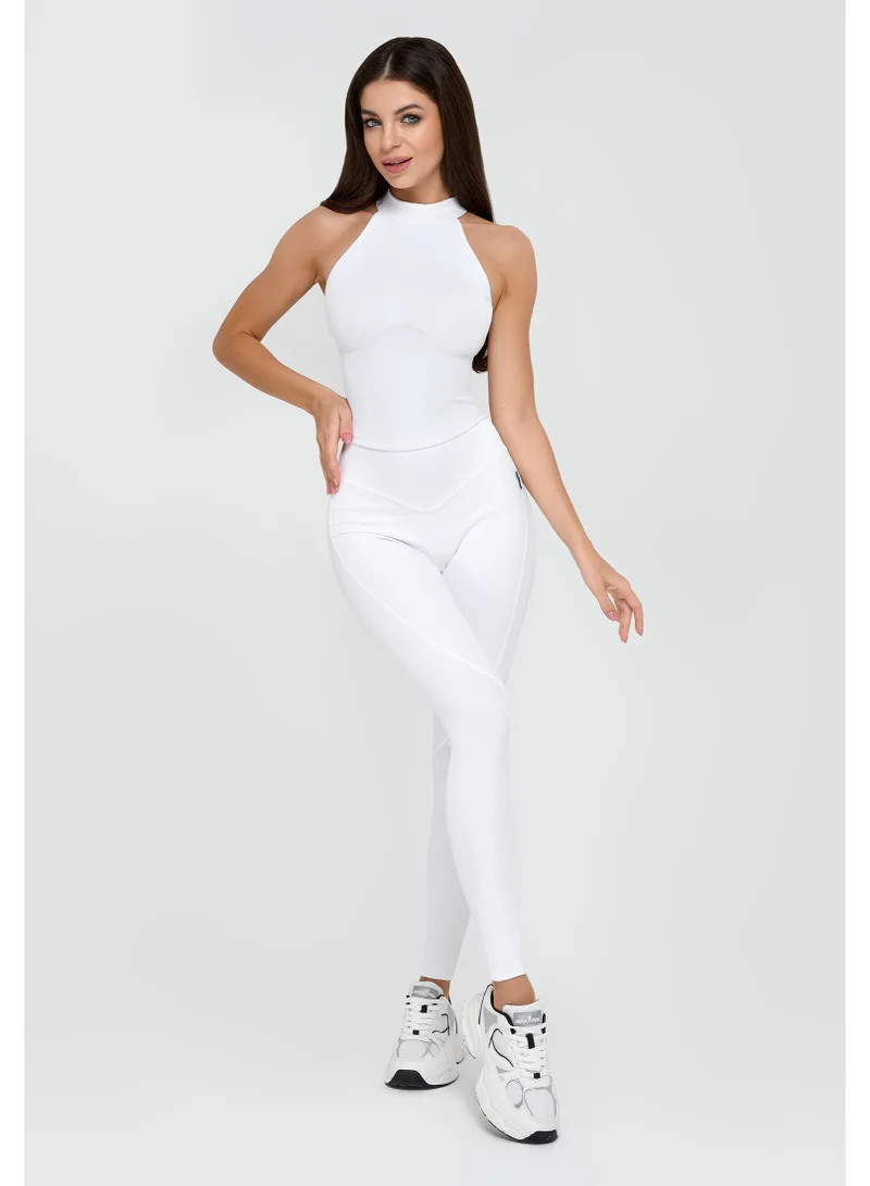 Bona Fide Leggings Ribbed White Bona Fide Premium Snow White High-Waisted Leggings for Women - Tummy Control Sculpting Gym Tights - Professional Squat-Proof Workout Yoga Pants - Breathable Performance Activewear - White for Women | Best Price UAE
