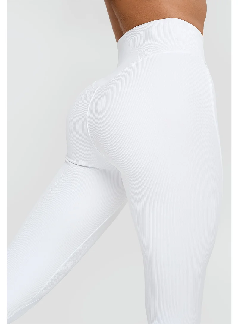Bona Fide Bona Fide Premium Snow White High-Waisted Leggings for Women - Tummy Control Sculpting Gym Tights - Professional Squat-Proof Workout Yoga Pants - Breathable Performance Activewear - White