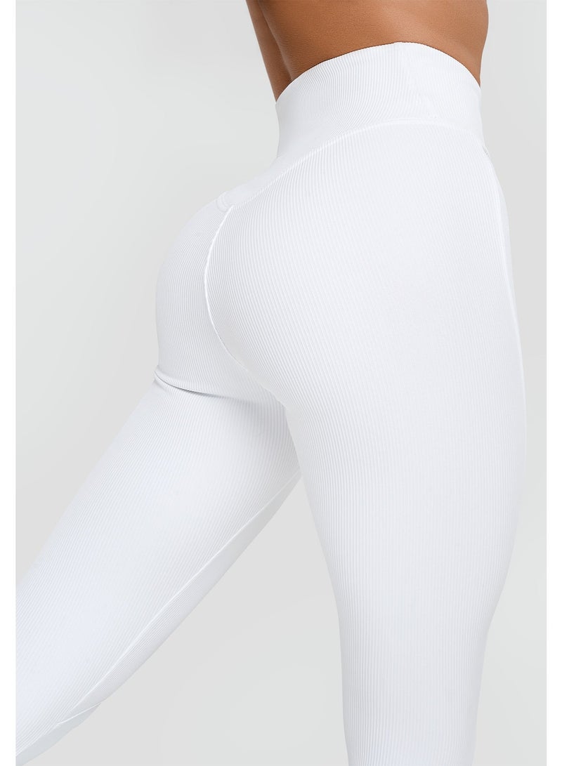 Bona Fide Premium Snow White High-Waisted Leggings for Women - Tummy Control Sculpting Gym Tights - Professional Squat-Proof Workout Yoga Pants - Breathable Performance Activewear - White - Image 2