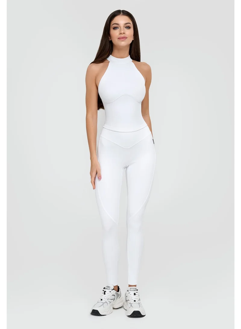 Bona Fide Leggings Ribbed White Bona Fide Premium Snow White High-Waisted Leggings for Women - Tummy Control Sculpting Gym Tights - Professional Squat-Proof Workout Yoga Pants - Breathable Performance Activewear - White for Women | Best Price UAE