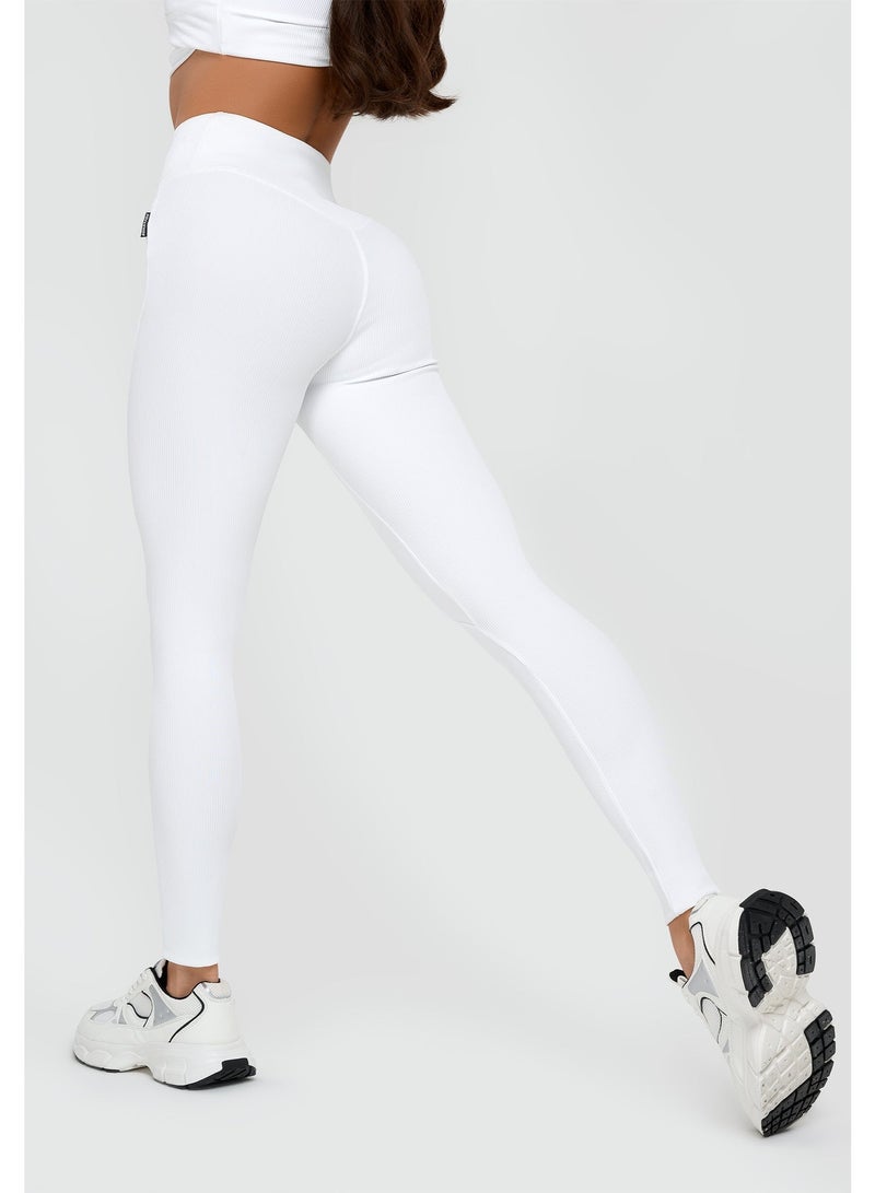 Bona Fide Premium Snow White High-Waisted Leggings for Women - Tummy Control Sculpting Gym Tights - Professional Squat-Proof Workout Yoga Pants - Breathable Performance Activewear - White - Image 3
