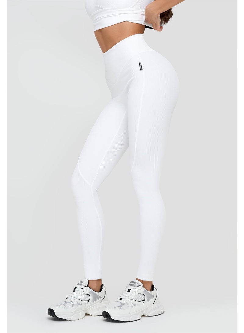 Bona Fide Premium Snow White High-Waisted Leggings for Women - Tummy Control Sculpting Gym Tights - Professional Squat-Proof Workout Yoga Pants - Breathable Performance Activewear - White - Image 1