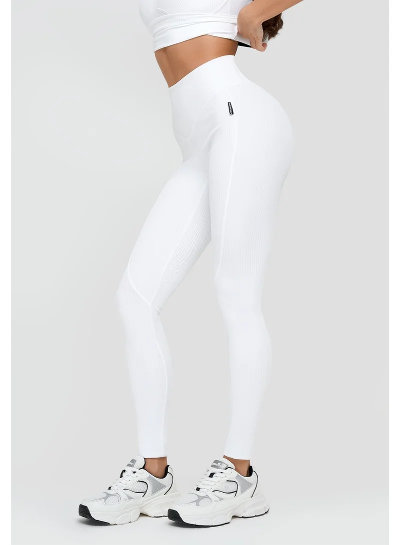 Bona Fide Bona Fide Premium Snow White High-Waisted Leggings for Women - Tummy Control Sculpting Gym Tights - Professional Squat-Proof Workout Yoga Pants - Breathable Performance Activewear - White