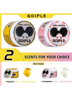 Goiple Edge Control Wax For Women Strong Hold Nongreasy Edge Smoother Pink 1Pack And Yellow1Pack 4Oz With Brush 2Pcs And Scarf  - Image 3
