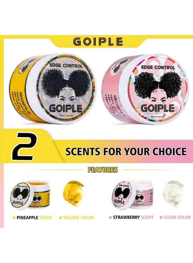 Goiple Edge Control Wax For Women Strong Hold Nongreasy Edge Smoother Pink 1Pack And Yellow1Pack 4Oz With Brush 2Pcs And Scarf  - Image 3