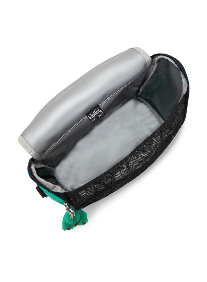 kipling New Kichirou Insulated medium lunch bag with trolley sleeve Blue Green Block - Image 3