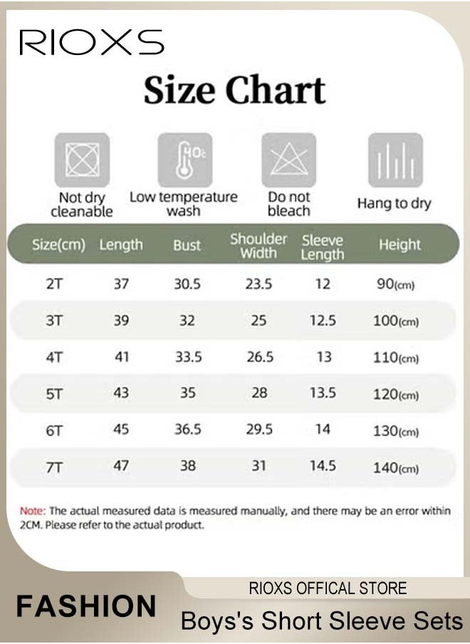 RIOXS - Toddler Baby Boys Top And Short Sets, Kids Short Sleeve Shirt And Short Pants Suits, Breathable 100% Cotton Outfits, Boy's Summer Playwear Suits, Dinosaur Printing Clothing Sets - Image 1