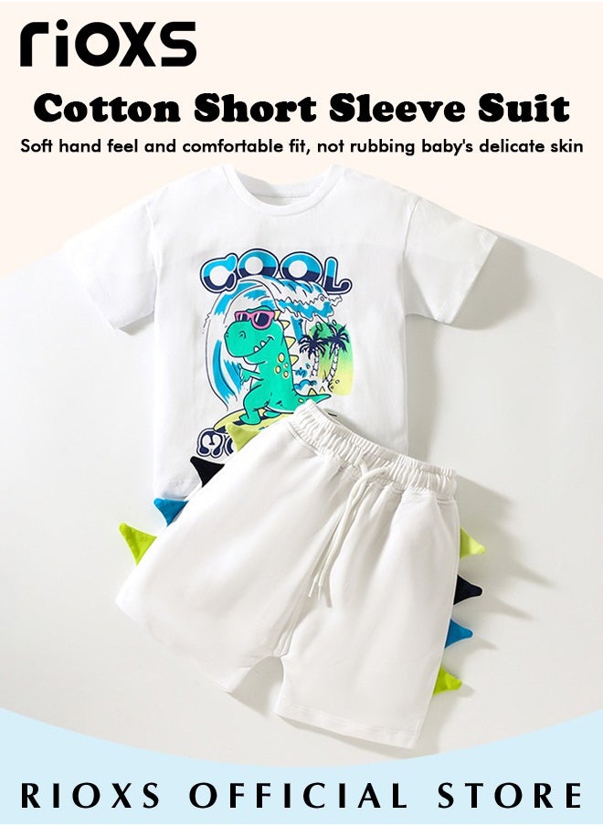 Toddler Baby Boys Top And Short Sets, Kids Short Sleeve Shirt And Short Pants Suits, Breathable 100% Cotton Outfits, Boy's Summer Playwear Suits, Dinosaur Printing Clothing Sets - pzsku/Z65B7694F1084033DBE17Z/45/_/1712132892/248e034f-323a-48a9-b3ff-0e5a9d466a9b