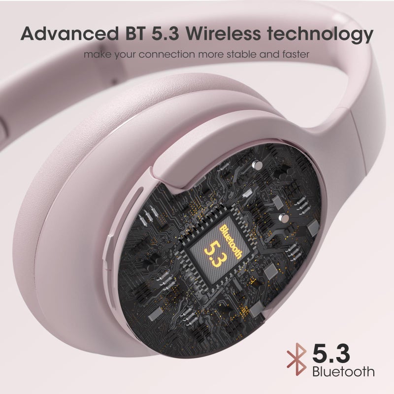 DOQAUS Upgrade Bluetooth Headphones Over Ear, 90H Playtime BT 5.3 Wireless Headphone EQ Modes, Built-in HD Mic, HiFi Stereo Sound, Deep Bass, Memory Foam Cups for Phone/PC&Travel/Gym/Workout - Image 3