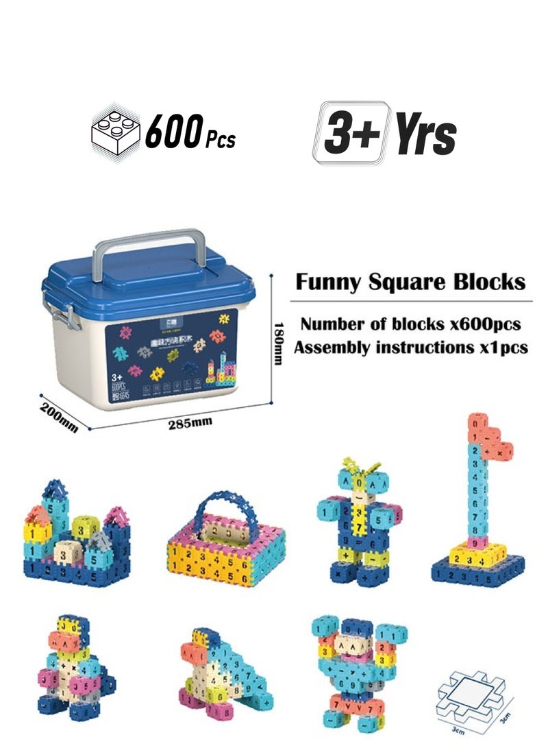 Fun Square Blocks Set Children's Educational Toys with Storage Box 600PCS  - Image 1