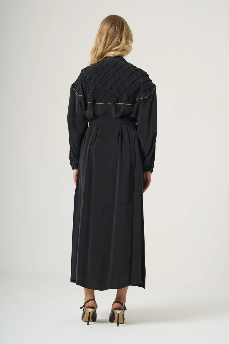 MissWhence  Quilted Belted Maxi dress with Zip Detail - Brown for Women | Best Price UAE