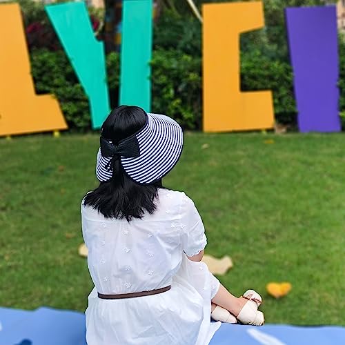 SYAYA Beach Hats for Women, Packable Straw Sun Hat with Wide Brim and Ponytail for UV Protection and Summer Travel SM01 (Black) - Image 4