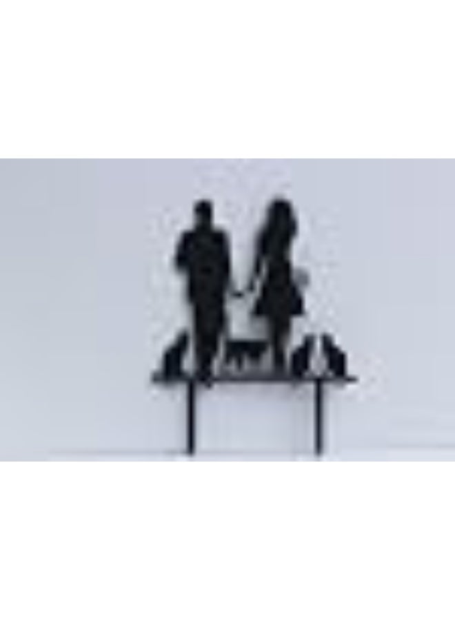 Meijiafei Bride and Groom Hand in Hand with 4 Cats Family Wedding Decoration - Image 2