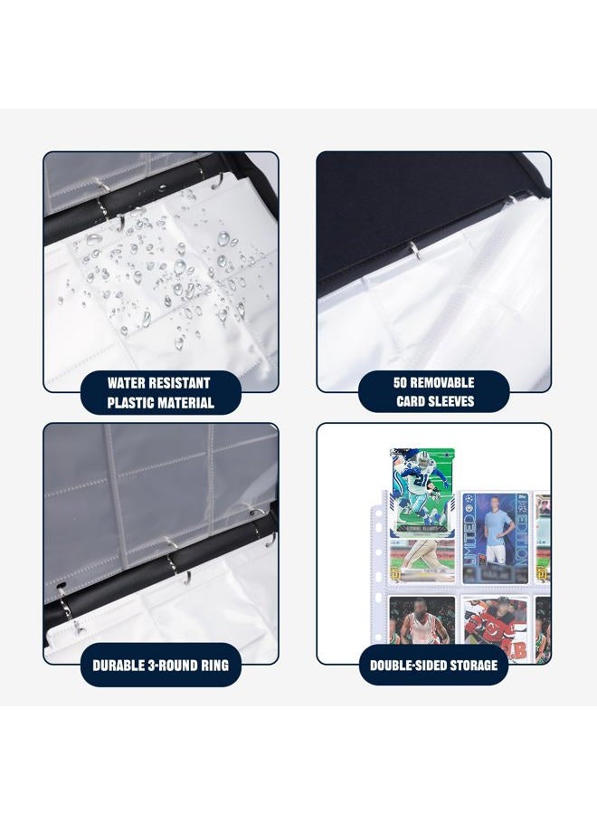 HESPLUS 900 Pockets Trading Card Album Folder, Baseball Card Binder with Sleeves, Collectible Trading Album for Baseball Cards, Trading Cards, Lorcana Cards, MTG, TCG, Game Cards, Sports Cards -Black - Image 4