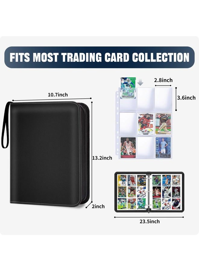 HESPLUS 900 Pockets Trading Card Album Folder, Baseball Card Binder with Sleeves, Collectible Trading Album for Baseball Cards, Trading Cards, Lorcana Cards, MTG, TCG, Game Cards, Sports Cards -Black - Image 2