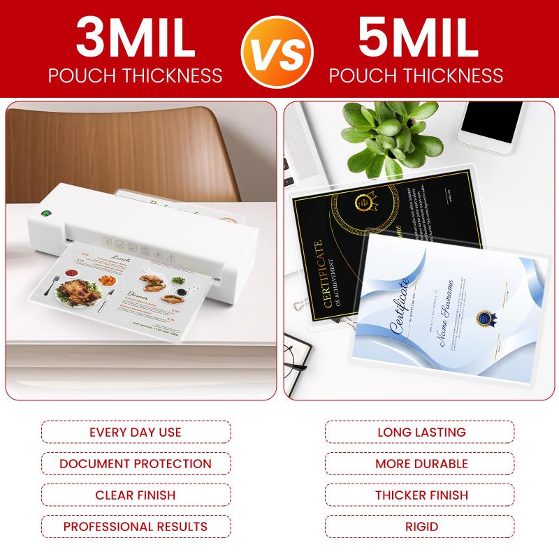 CAREGY 5 Mil Thermal Laminating Pouches (200 Pack) - 9x11.5 Inch Laminating Sheets for 8.5x11 Documents, Clear,Office & School Laminator Supplies - Image 4