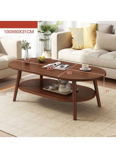 keke 2 Tier Modern Oval Coffee Table with Storage Shelf  - Image 1