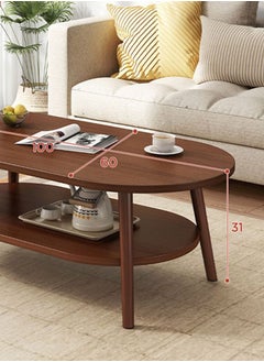 keke 2 Tier Modern Oval Coffee Table with Storage Shelf  - Image 3