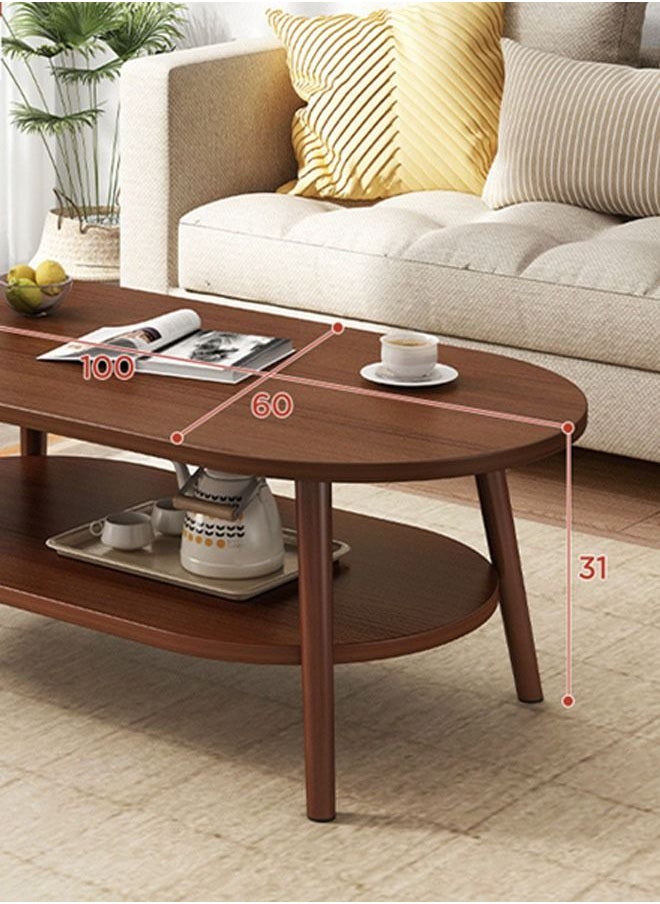 keke - 2 Tier Modern Oval Coffee Table with Storage Shelf - Image 1