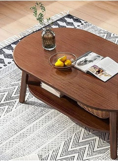keke 2 Tier Modern Oval Coffee Table with Storage Shelf  - Image 2