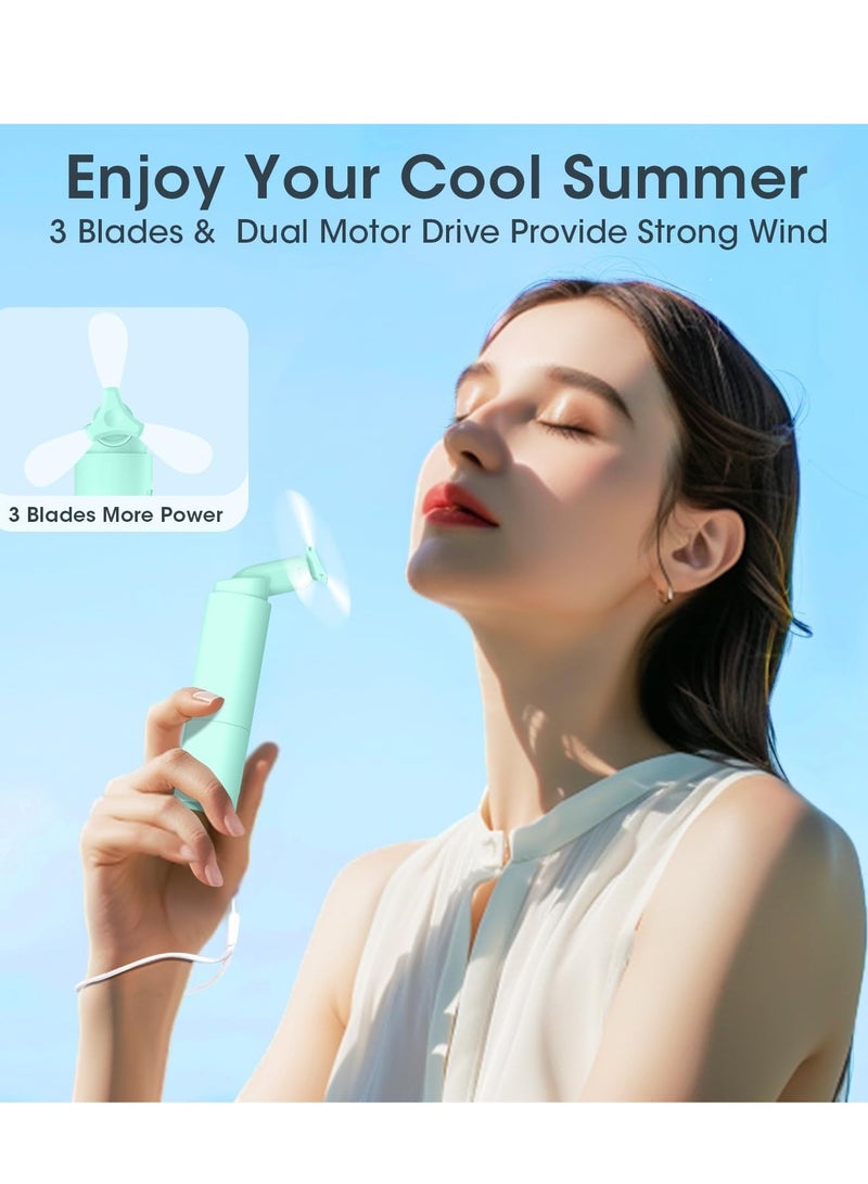 general Handheld Fan Rechargeable, Mini Portable Fan Small Hand Fan, 3000mAh Battery Operated 22Hrs+ Makeup Eyelash Fan Personal Fan Gifts for Women Girls Men Travel Indoor Outdoor - Image 2