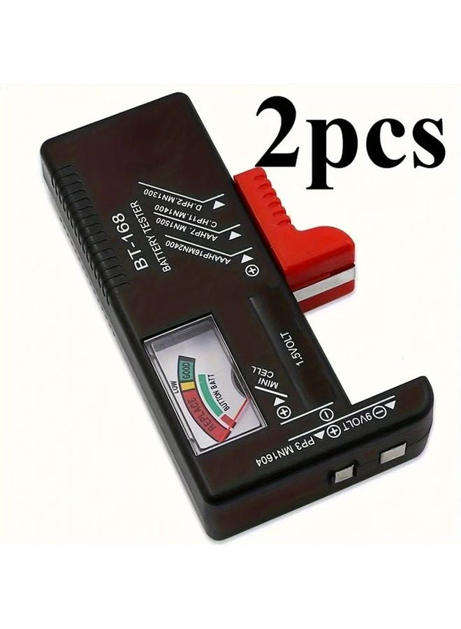 قطعتان اختبار بطارية أسود AA AAA C D 9 فولت مع مقياس ملون - Image 1