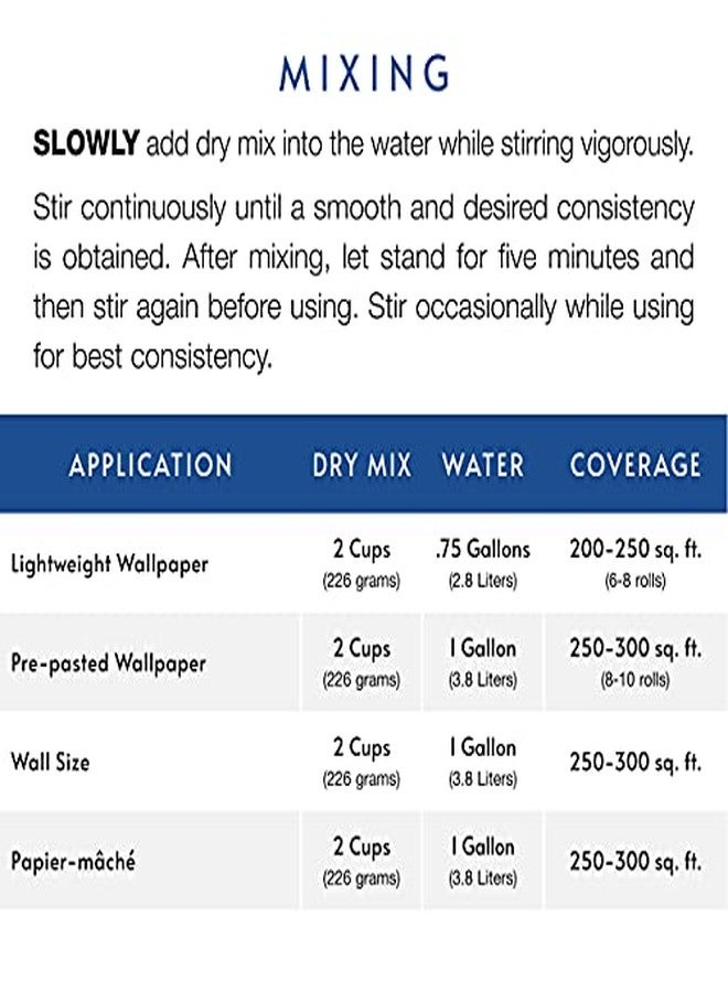 رومان لاصق ورق الجدران ROMAN Universal Wheat Dry Mix، درجة ممتازة لورق الجدران خفيف الوزن والحساس، وتجليد الكتب، وسهل الخلط والتطبيق (3 رطل - 1500 قدم مربع) - Image 3