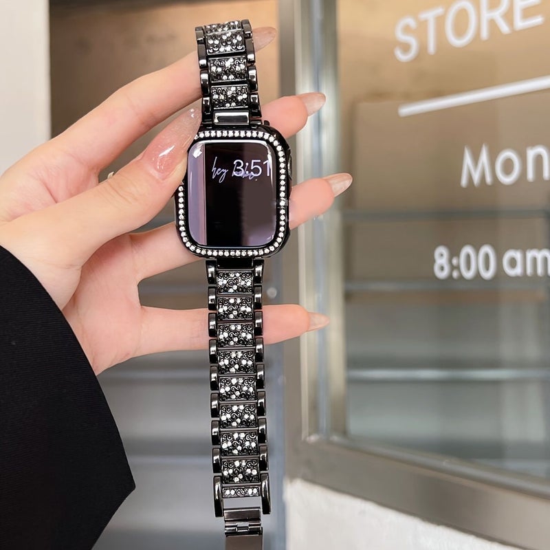 Golden Diamond Women Metal Watch Band 42 44 45 49mm Compatible With Apple Watch Series 1-11 SE Ultra - Image 5