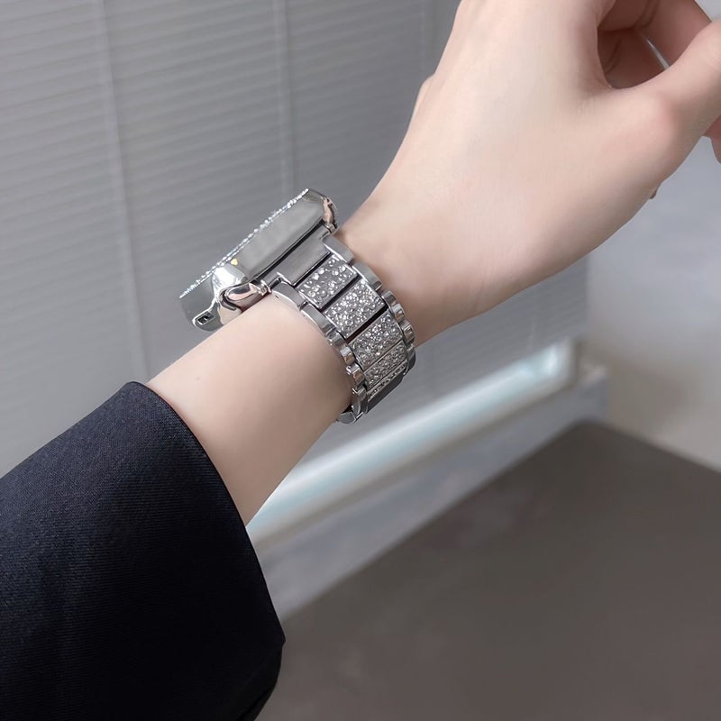 Golden Diamond Women Metal Watch Band 42 44 45 49mm Compatible With Apple Watch Series 1-11 SE Ultra - Image 4