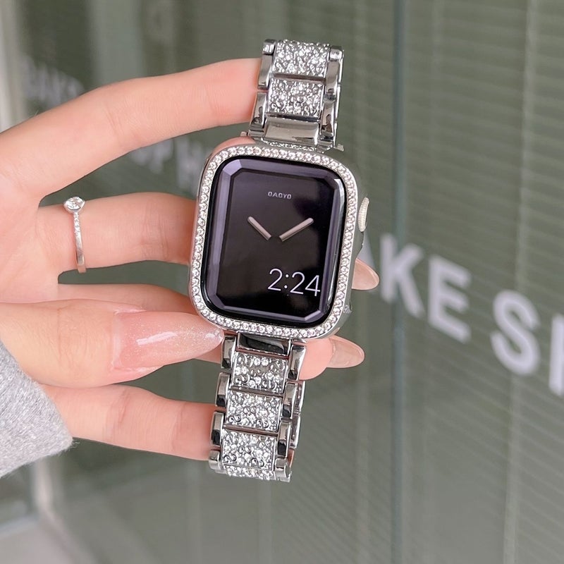 Golden Diamond Women Metal Watch Band 42 44 45 49mm Compatible With Apple Watch Series 1-11 SE Ultra - Image 1