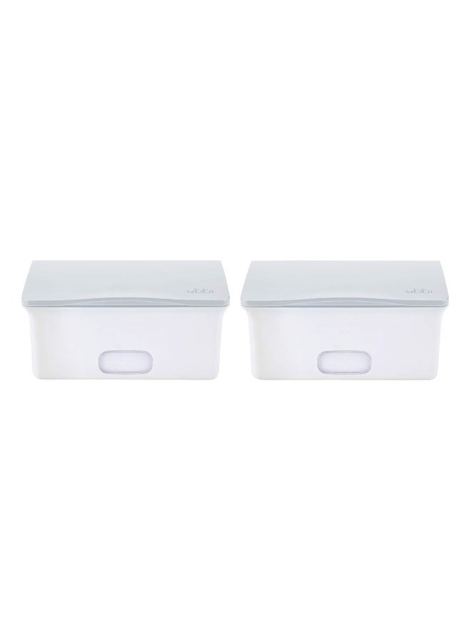 Ubbi Set of 2 Baby Wipes Dispensers with Weighted Plates and Secure Seals, Nursery and Baby Registry Essential to Keep Wipes Fresh and Changing Table Organized, Gray - Image 1
