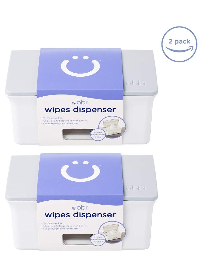 Ubbi Set of 2 Baby Wipes Dispensers with Weighted Plates and Secure Seals, Nursery and Baby Registry Essential to Keep Wipes Fresh and Changing Table Organized, Gray - Image 2