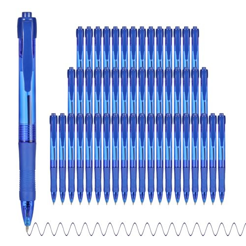 deegtran Pens Bulk, 50 Pack No Bleed Blue Ink Click Pens with Soft Grip, Wholesale Retractable Ballpoint Pens for Office School, Medium Point Smooth 1.0MM - Image 1