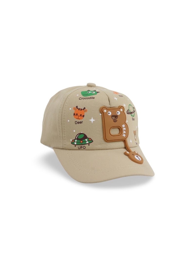 Fancy Boys Cotton Cap – Beige with "B" Design - Image 1