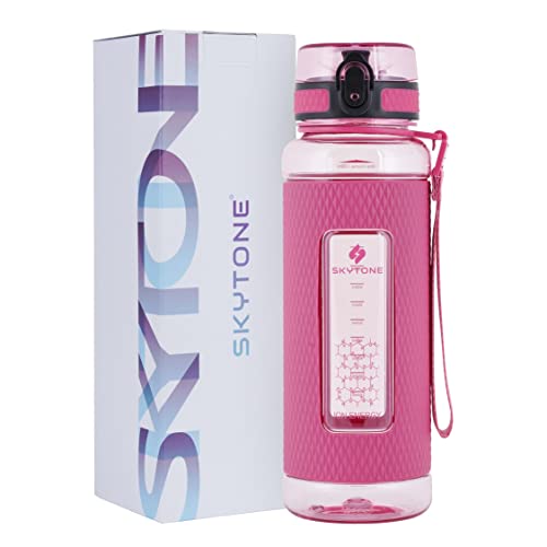 SKYTONE® 1 Liter Water Bottle For Office, Leak Proof & BPA Free Tritan Plastic Reusable Water Bottles, Ideal Gift for Travel Gym fitness Running School With Silicon Grip (Blue) (Red) - Image 1