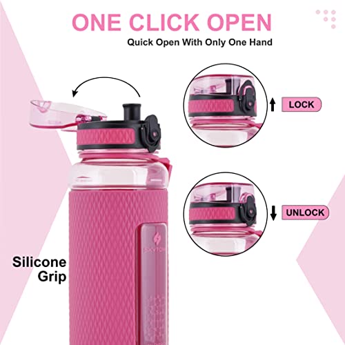 SKYTONE® 1 Liter Water Bottle For Office, Leak Proof & BPA Free Tritan Plastic Reusable Water Bottles, Ideal Gift for Travel Gym fitness Running School With Silicon Grip (Blue) (Red) - Image 4