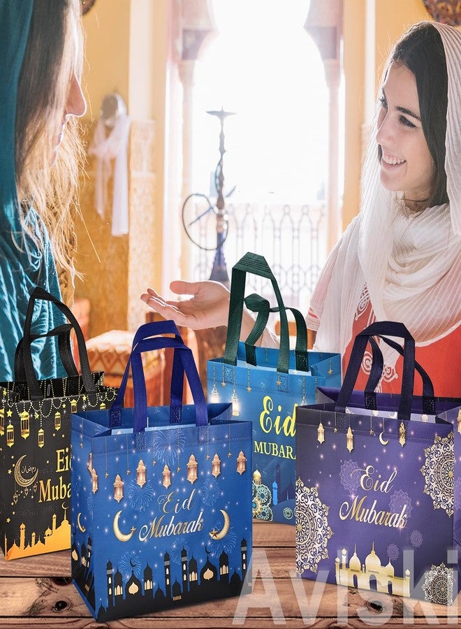 Aviski 4PCS Eid Mubarak Reusable Gift Bags, Treat Bags with Handles, Eid Mubarak Party Bags, Multifunctional Non-Woven Eid Bags for Gifts Wrapping, Party Supplies - Image 5