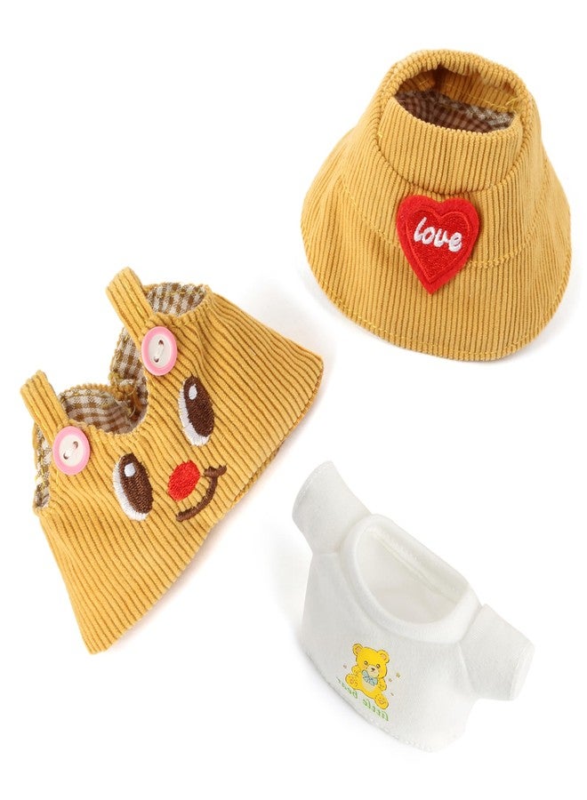CHICHO 3-Piece Doll Clothes for Labubu & 17cm Dolls - Stylish Fisherman Hat Set, Kawaii Doll Outfits with Accessories for Collectors or Display - Yellow Smiley (No Dolls) - Image 2