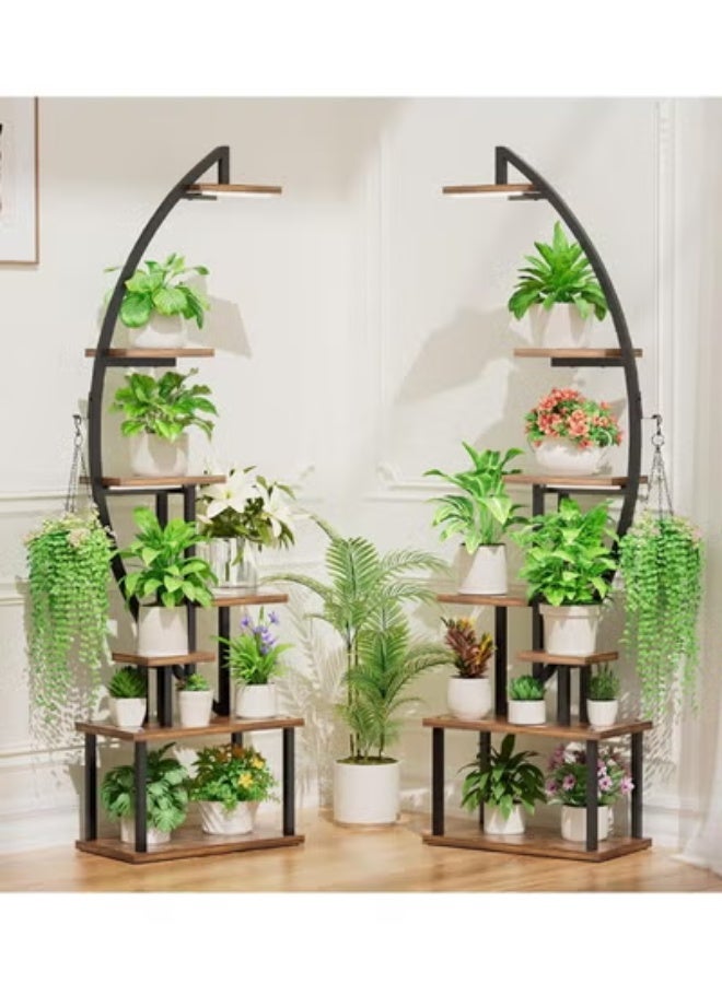 KLNAMAEAAN Flower Rack with Shelves Living Room Floor-to-Floor Balcony Wrought Iron Shelf Mobile with Multi-Layer Flower Pot Bracket for Planting - Image 2