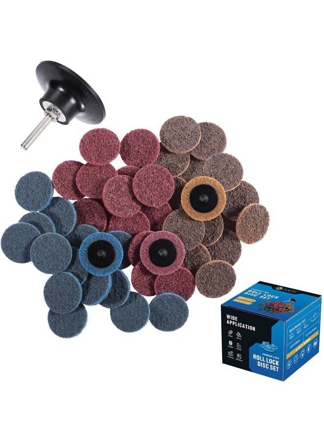S SATC 46PCS Sanding Discs 2 Inch Roll Lock Quick Change Discs 1pcs 1/4'' Holder Surface Conditioning Discs Fine Medium Coarse for Die Grinder Surface Strip Grind Polish Burr Finish Rust Paint Removal - Image 1