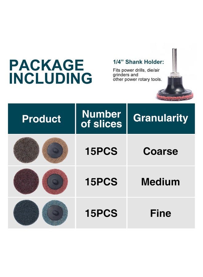 S SATC 46PCS Sanding Discs 2 Inch Roll Lock Quick Change Discs 1pcs 1/4'' Holder Surface Conditioning Discs Fine Medium Coarse for Die Grinder Surface Strip Grind Polish Burr Finish Rust Paint Removal - Image 3
