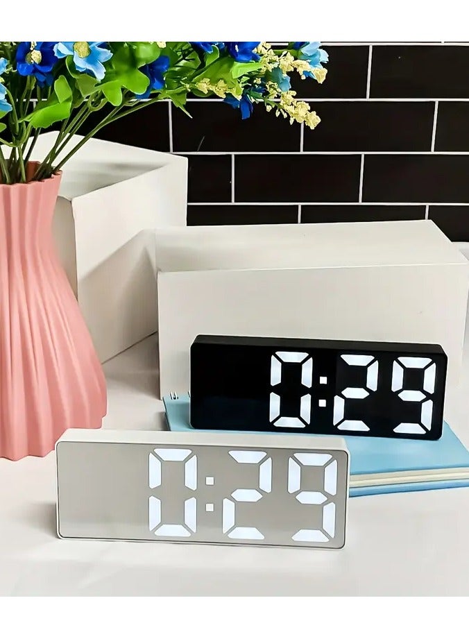 Sleek LED Digital Alarm Clock with Voice Control,Temperature、Date Display - Perfect for Students & Home Decor(White) - Image 5