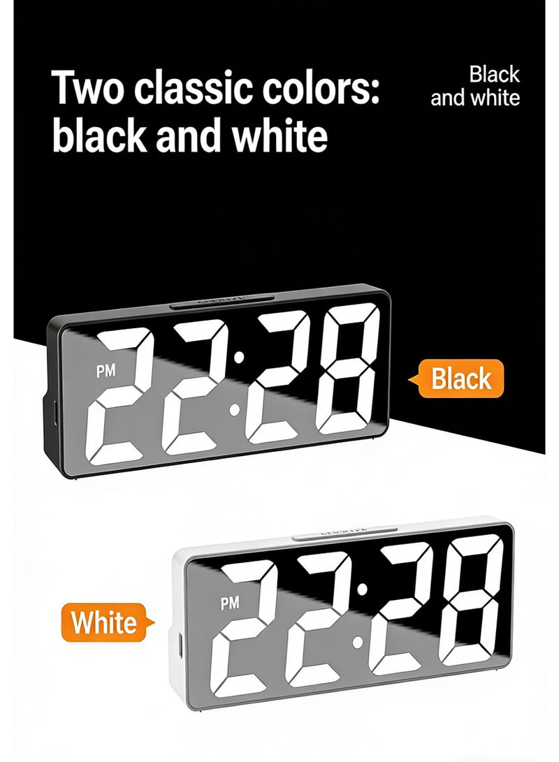 Sleek LED Digital Alarm Clock with Voice Control,Temperature、Date Display - Perfect for Students & Home Decor(White) - Image 4