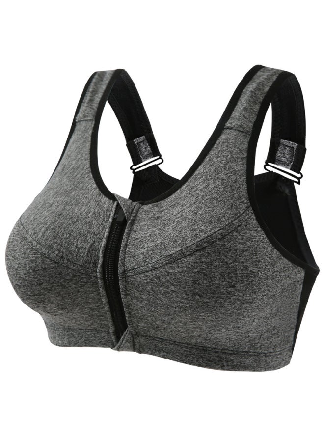 Sports Bra Women's High-strength Shockproof Push-up Fitness Yoga Beauty Vest No Steel Ring Front Zipper Sports Underwear