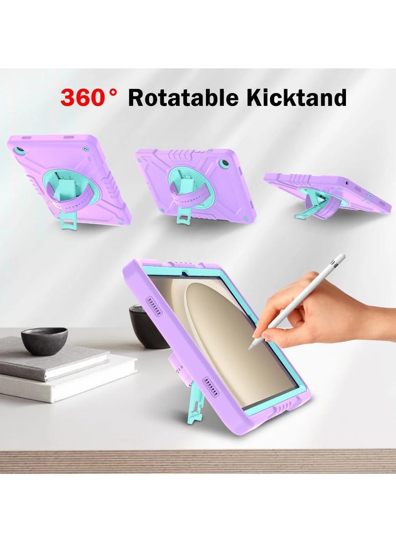 VKL - for Galaxy Tab A9 Plus Case(SM-X210/X215/X216,Released 2023), Shockproof Kids Case with Built-in Silicone Hand Strap/Shoulder Strap/Swivel Kickstand for Galaxy Tab A9+ 10.9in(Purple+Blue) - Image 1